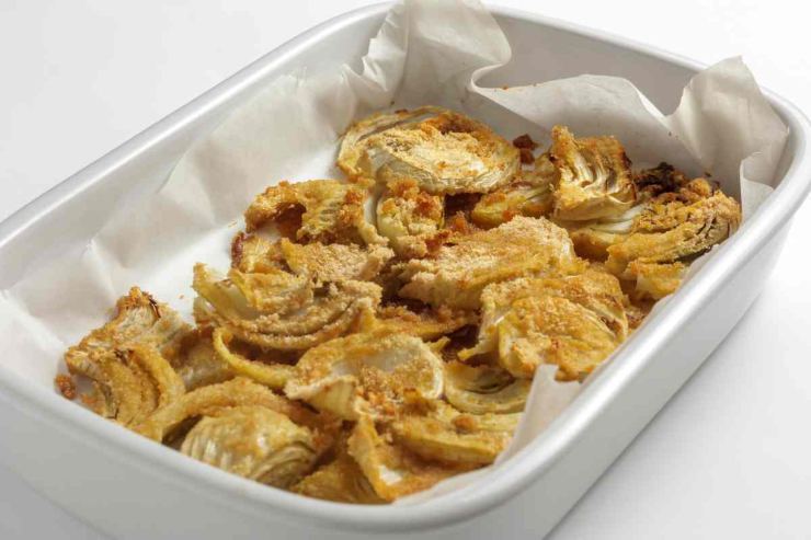 Finocchi gratinati nella pirofila