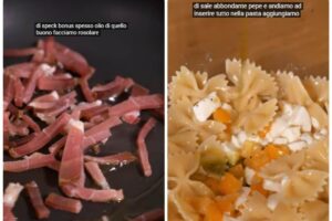 spek tagliato e pasta condita