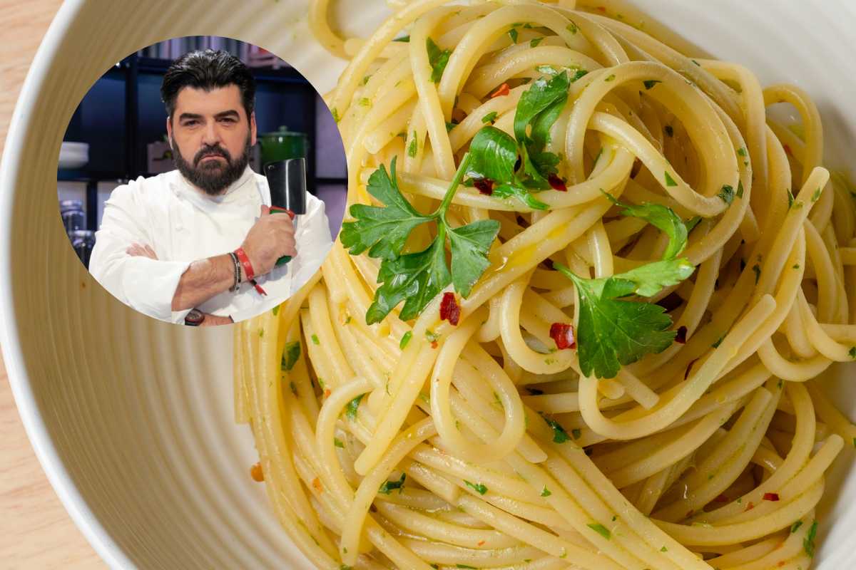 spaghetti aglio e olio e cannavacciuolo
