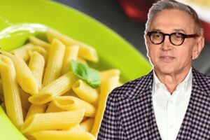 Pasta in bianco e Bruno Barbieri in primo piano