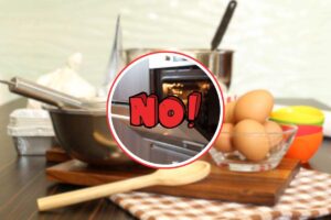 ingredienti per torta e scritta no con forno nel cerchio