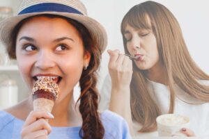 collage due ragazze che mangiano il gelato