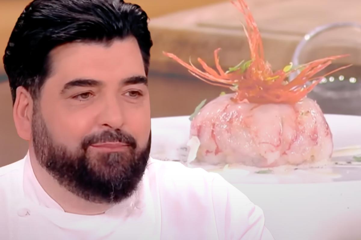 cannavacciuolo e piatto con carpaccio di gambero