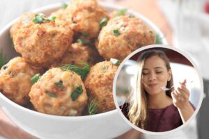 polpette e una ragazza che mangia