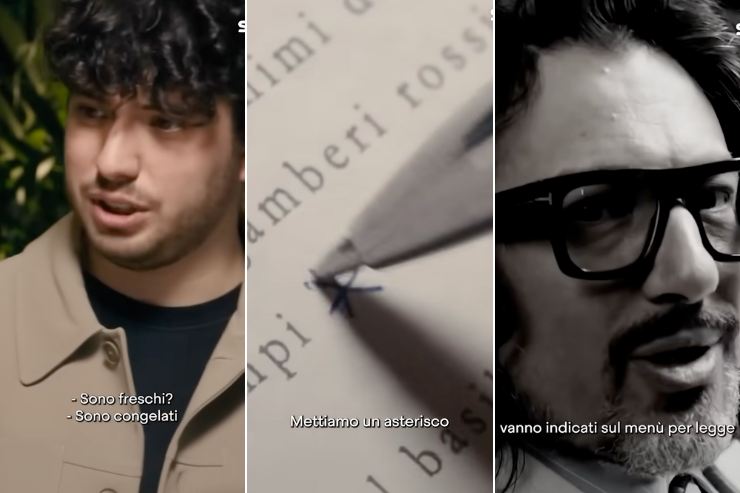 collage cameriere, menu e borghese