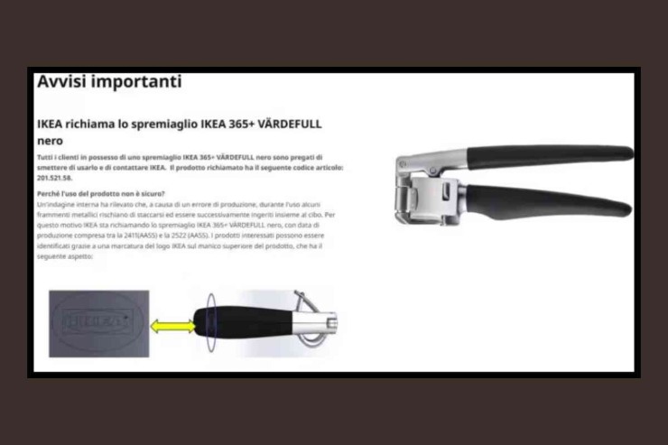 Avviso richiamo IKEA