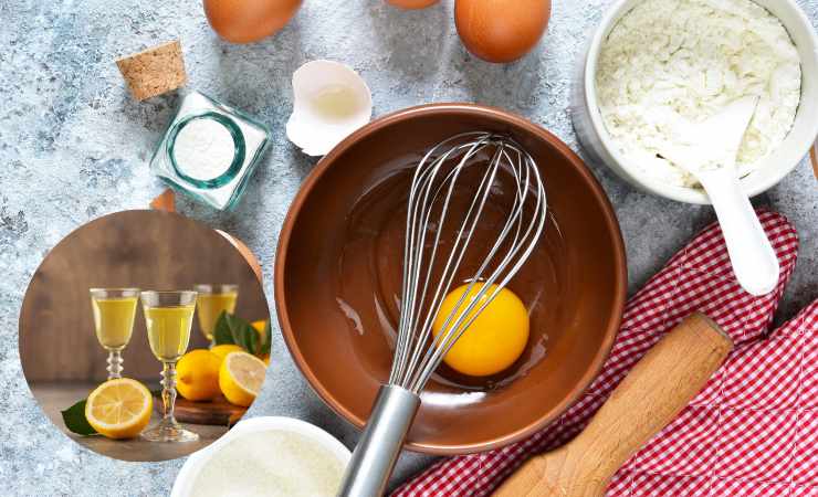 uova, farina, zucchero e limone e limoncello
