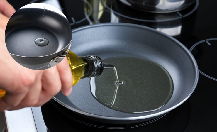 versare olio in padella