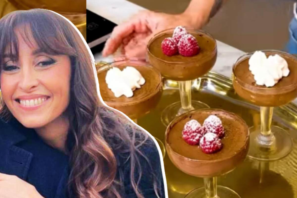Benedetta Parodi e coppe di mousse al cioccolato