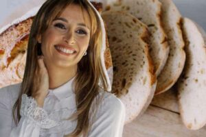 Benedetta Parodi e nello sfondo pane a fette