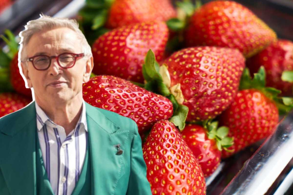 Bruno Barbieri e nello sfondo delle fragole
