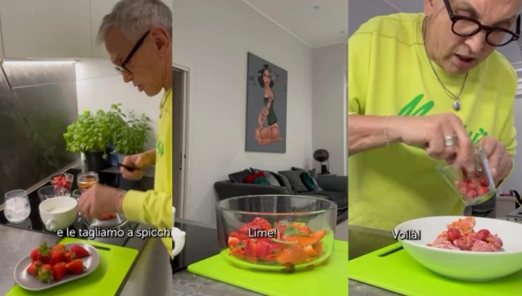 Preparazione del dessert alla fragola di Barbieri