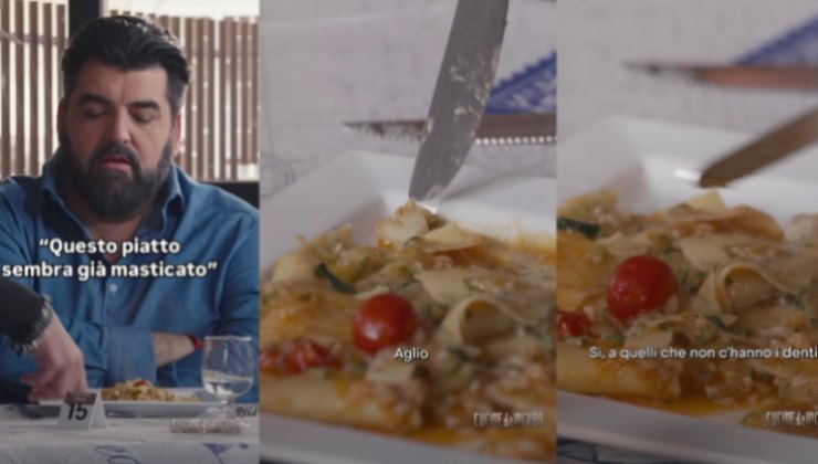 Collage di Cannavacciuolo e un piatto di pasta a Cucine da Incubo
