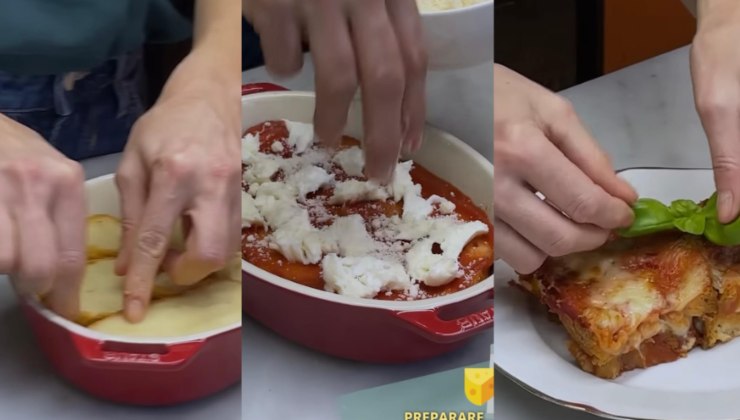 Preparazione della lasagna di pane di Benedetta Parodi