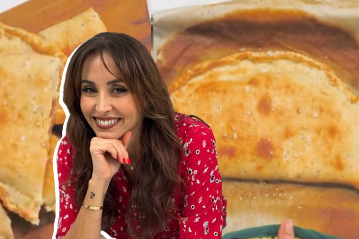 Benedetta Parodi e nello sfondo mezzaluna ripiena
