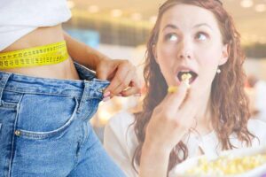 ragazza mangia e fisico donna