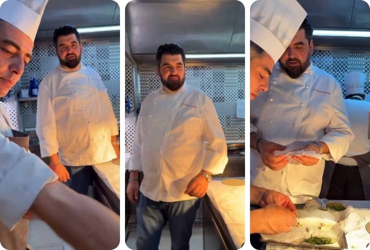 Cannavacciuolo e cuoco in cucina