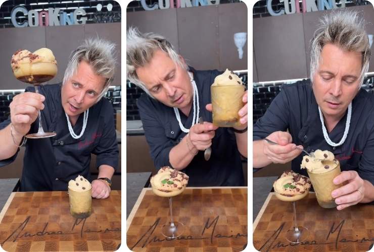 Chef Mainardi con spumone al caffè