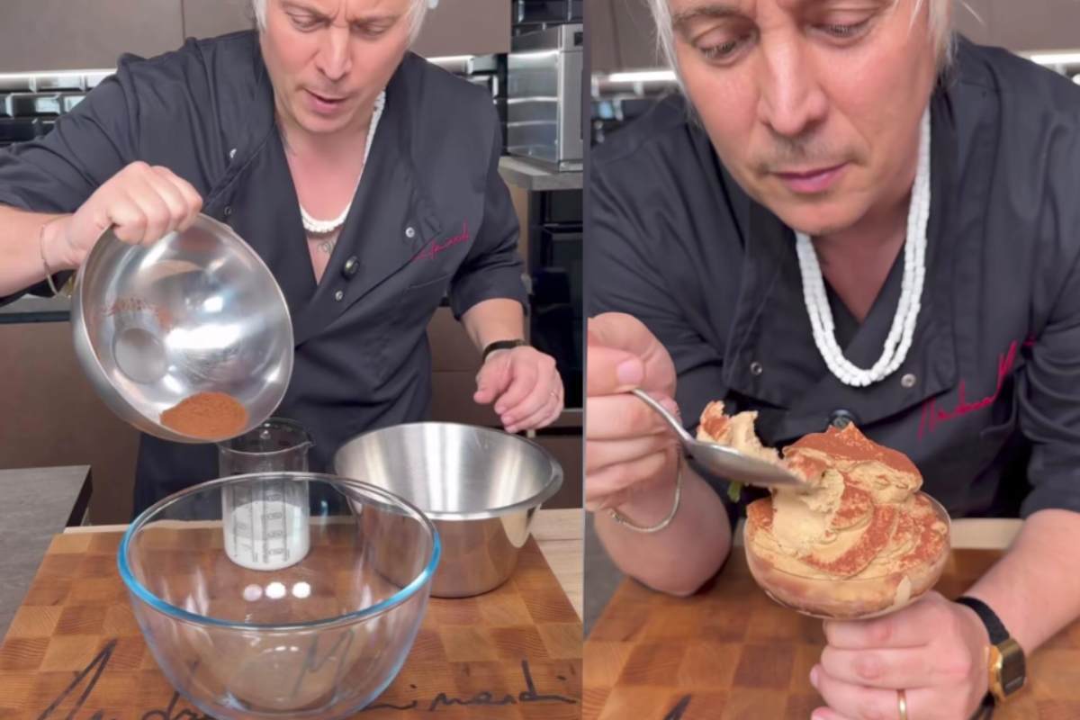 Andrea Mainardi prepara crema al tiramisù
