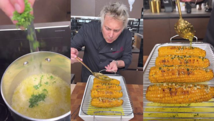 Andrea Mainardi prepara le pannocchie