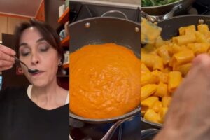 Collage di Benedetta Parodi e paccheri alla crema di peperoni