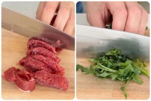 Tagliare bresaola e rucola