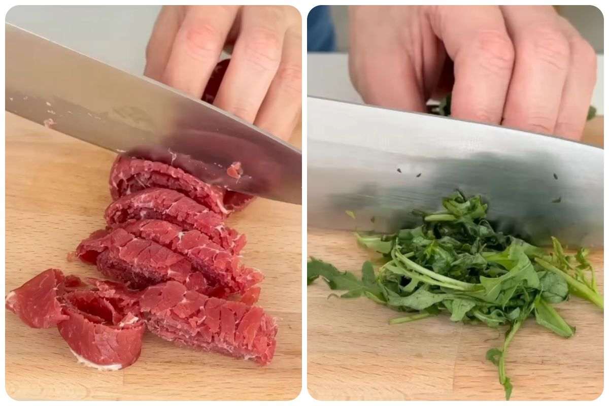 Tagliare bresaola e rucola