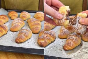 Cornetti al forno ripieni di cioccolato