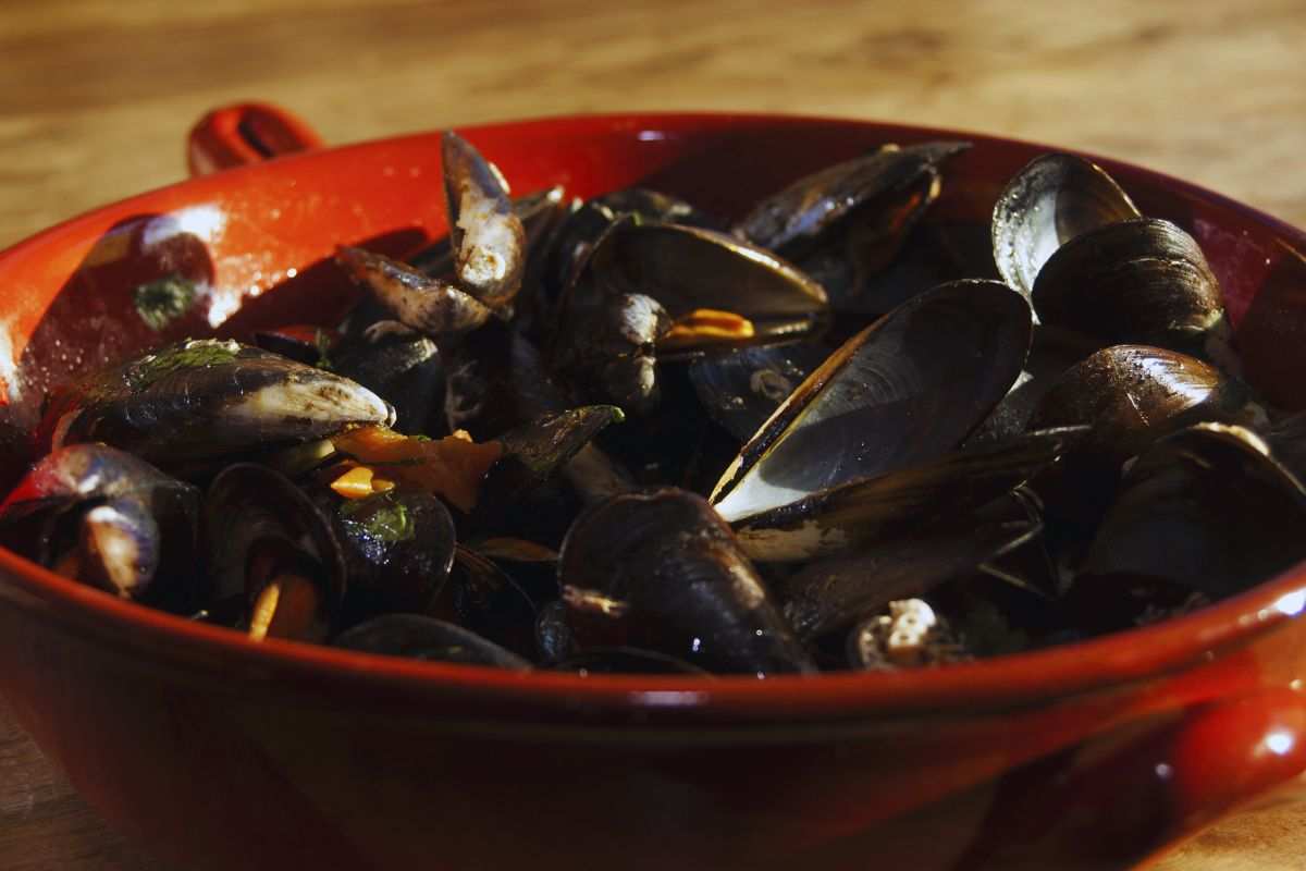 cozze in un tegame