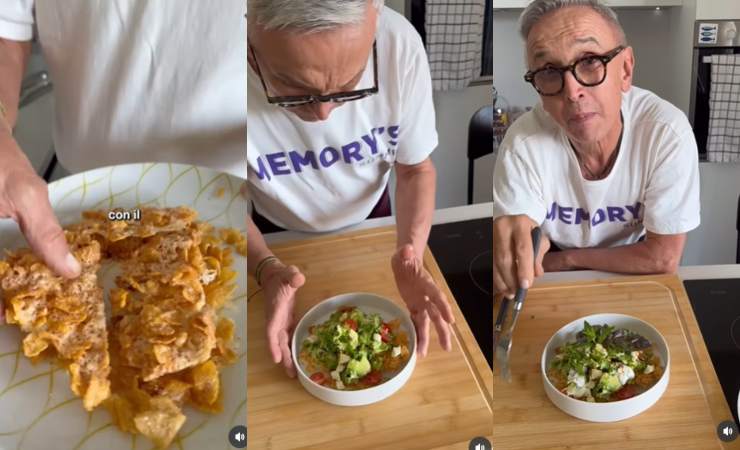 bruno barbieri prepara insalata con cialde formaggio