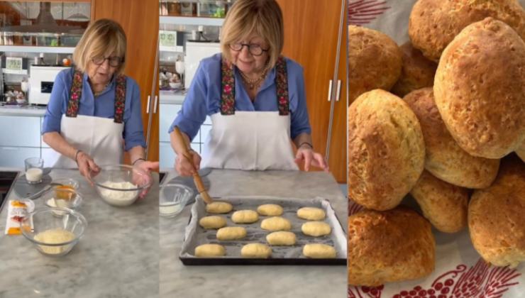 Anna Moroni in cucina prepara i panini a latte