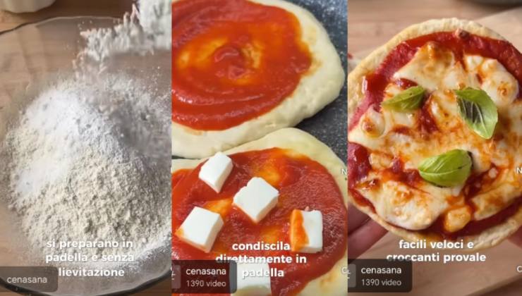 Preparazione della pizza in padella