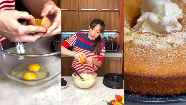Collage di Benedetta Parodi che prepara un dolce
