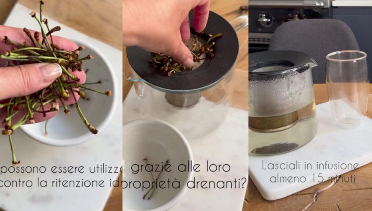 Preparazione della tisana con ciliegie