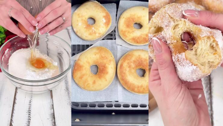 Preparazione delle ciambelle dolci non fritte