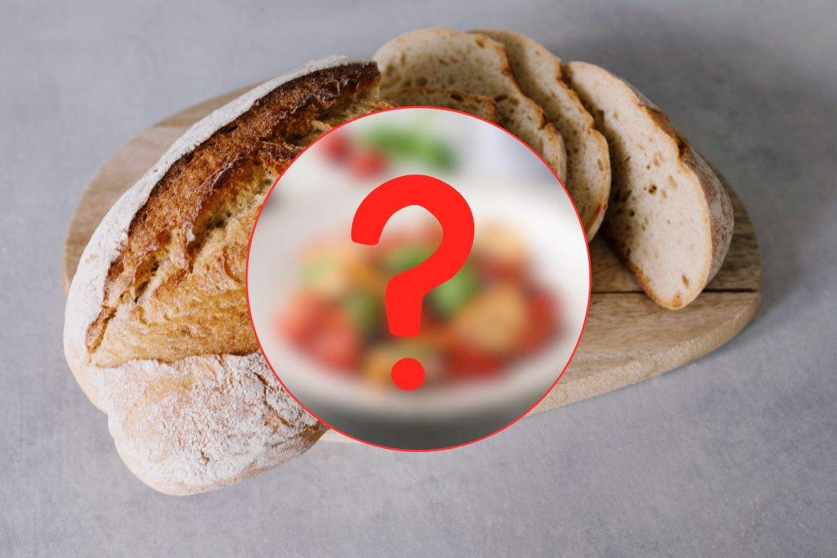 pane tagliato a fette e ingrediente misterioso con punto interrogativo