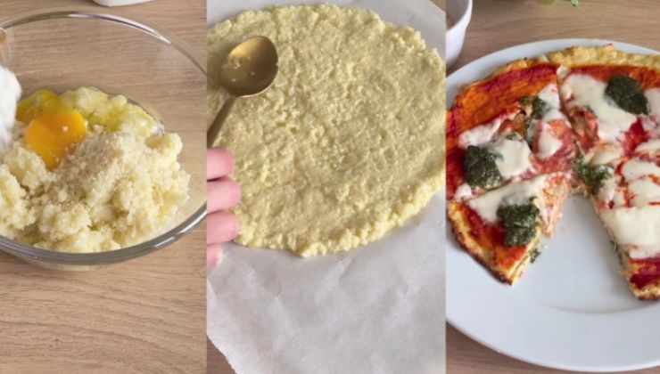 Collage della preparazione della pizza di verdure