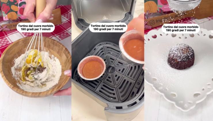 Preparazione tortino al cioccolato in friggitrice ad aria