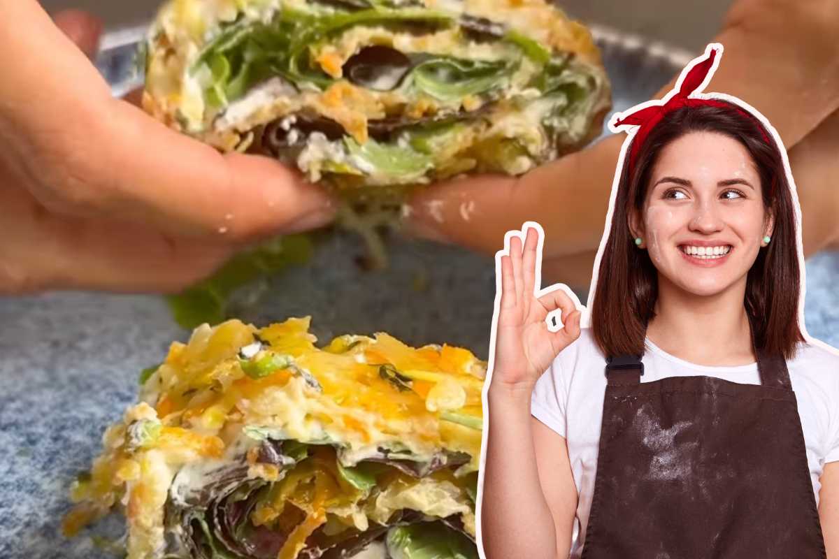 collage con ragazza che fa segno ok e rotolo di verdure
