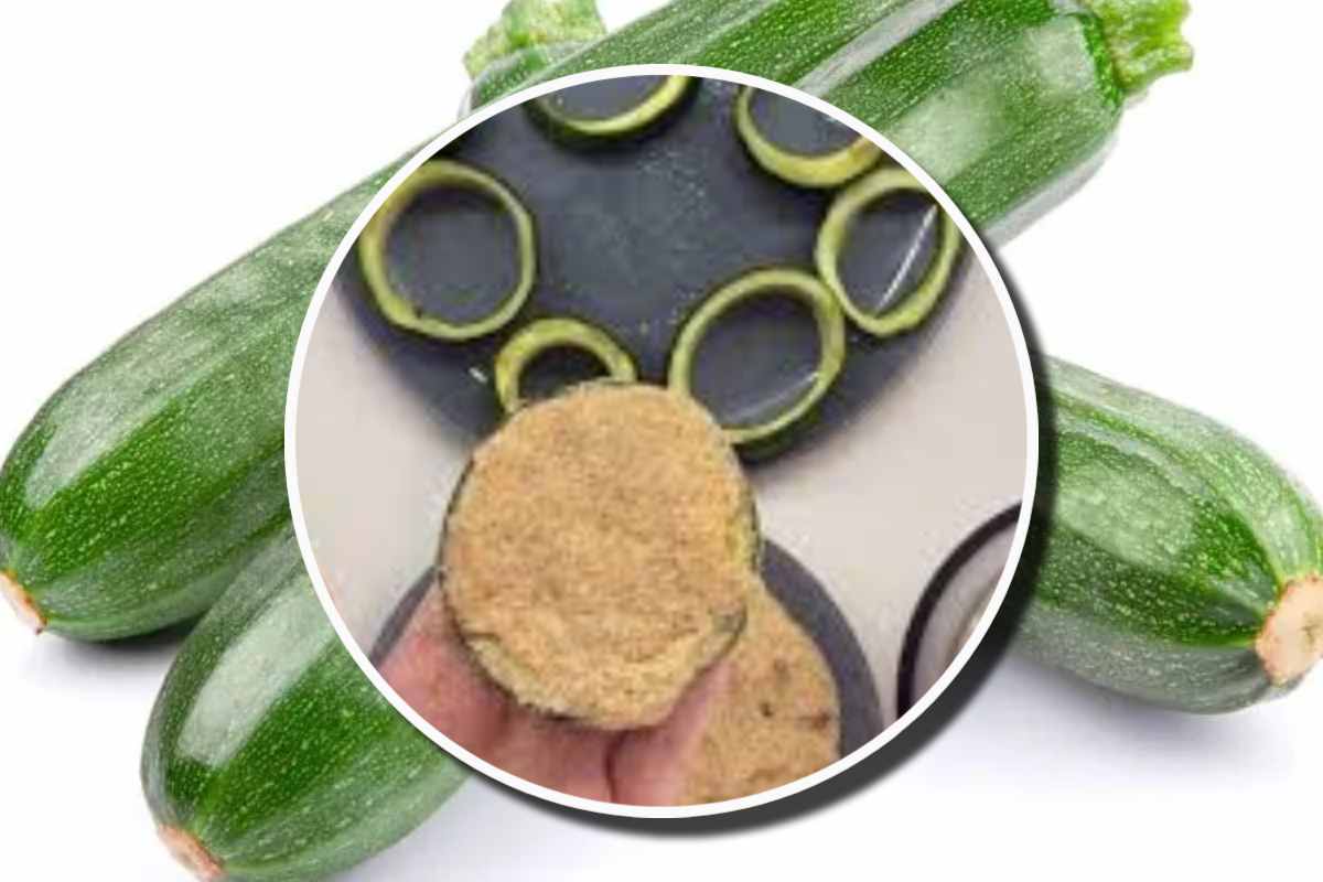 Zucchine ripiene: versione ad anello. Sullo sfondo delle zucchine crude