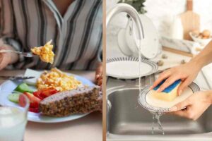 Mangiare e lavare i piatti