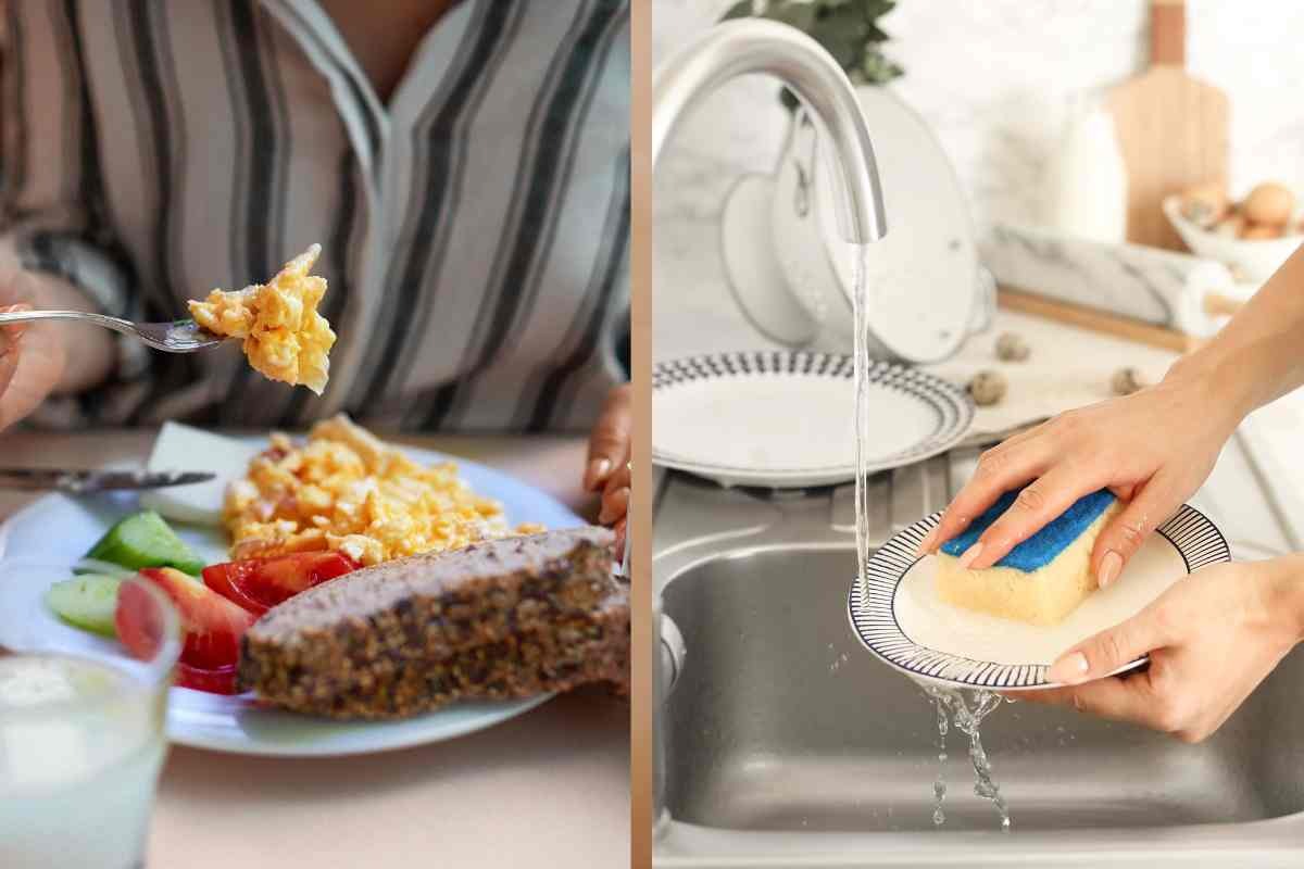 Mangiare e lavare i piatti