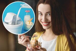 Donna, macchina gelato