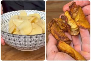 patate a fette prima e dopo cottura