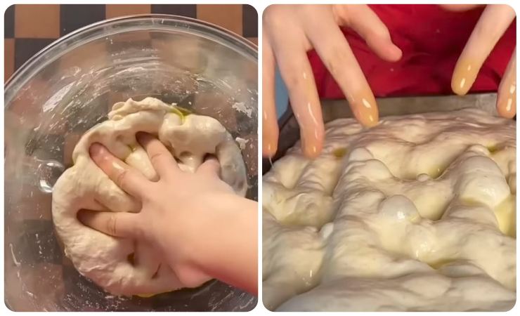 preparazione impasto per focaccia