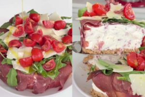 Collage di una cheesecake salata