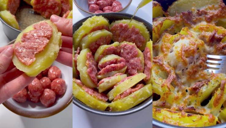 Preparazione della torta salsiccia e patate